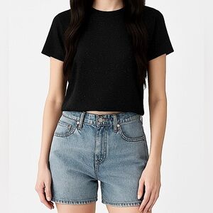 Garage Sparkly Shimmer Black Cropped T-Shirt in XS